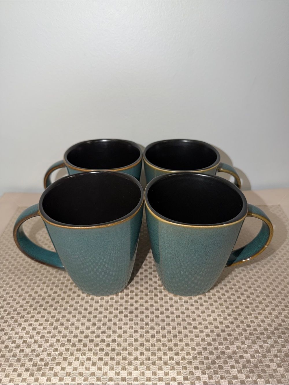 Wayfair Gibson Home Set of 4 Green Brown Black Coffee Tea Hot Chocolate Mugs